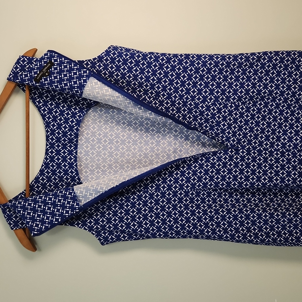 Mario Serrani Blue Geometric Print Sheath Dress - Picture 9 of 10